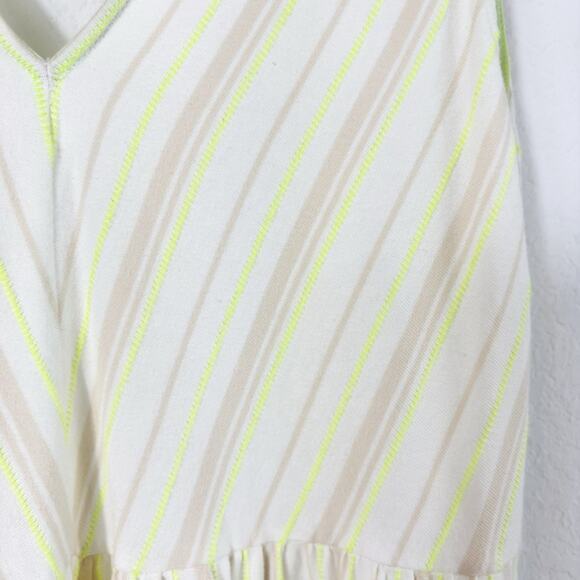 ANTHROPOLOGIE STRIPED TIERED MAXI NEUTRALS NEON GREEN WOME DRESS SIZE SMALL - Picture 7 of 11